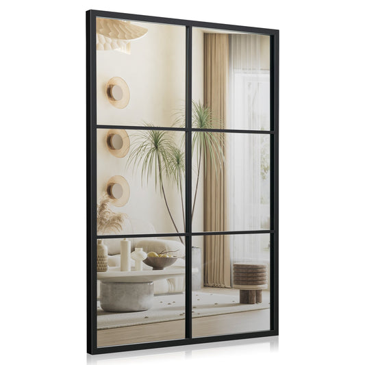 3-Layered Decorative Wall Mirror with Metal Frame for Dining Living Room, Black - Gallery Canada