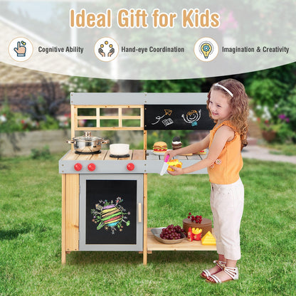 Outdoor Kid's Mud Kitchen Set with Detachable Water Box for Toddlers Over 3, Multicolor - Gallery Canada