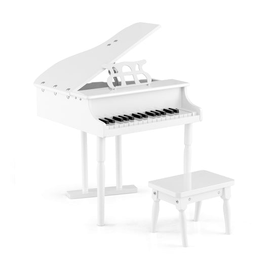 30-Key Kids Piano Keyboard Toy with Bench Piano Lid and Music Rack, White Pianos & Keyboards White at Gallery Canada