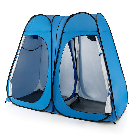 Oversized Pop Up Shower Tent with Window Floor and Storage Pocket, Blue