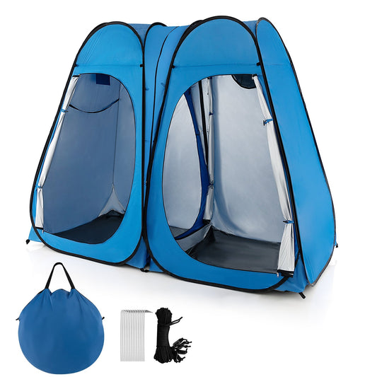 Oversized Pop Up Shower Tent with Window Floor and Storage Pocket, Blue - Gallery Canada
