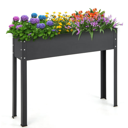 Metal Raised Garden Bed with Legs and Drainage Hole for Vegetable Flower-40 x 11 x 31.5 inches, Black at Gallery Canada