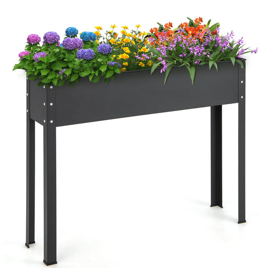 Metal Raised Garden Bed With Legs, 40 x 11 x 31.5 Inches, Black Raised Garden Beds Black at Gallery Canada