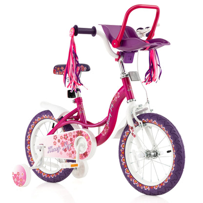 16 Inch Kids Bike with Doll Seat and Removable Training Wheels-16 inches, Pink & Purple Kids Bike at Gallery Canada