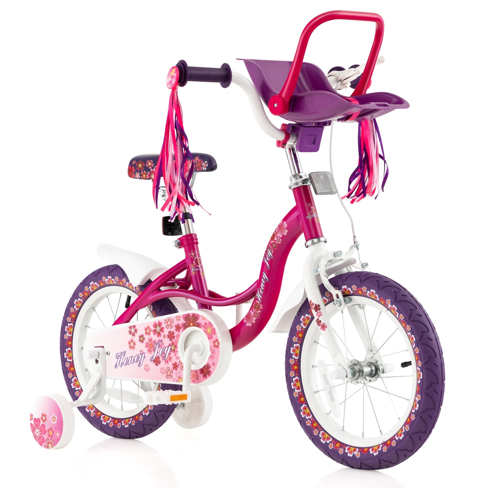 16 Inch Kids Bike, Doll Seat, Training Wheels, Pink Purple Kids Bike Pink & Purple at Gallery Canada