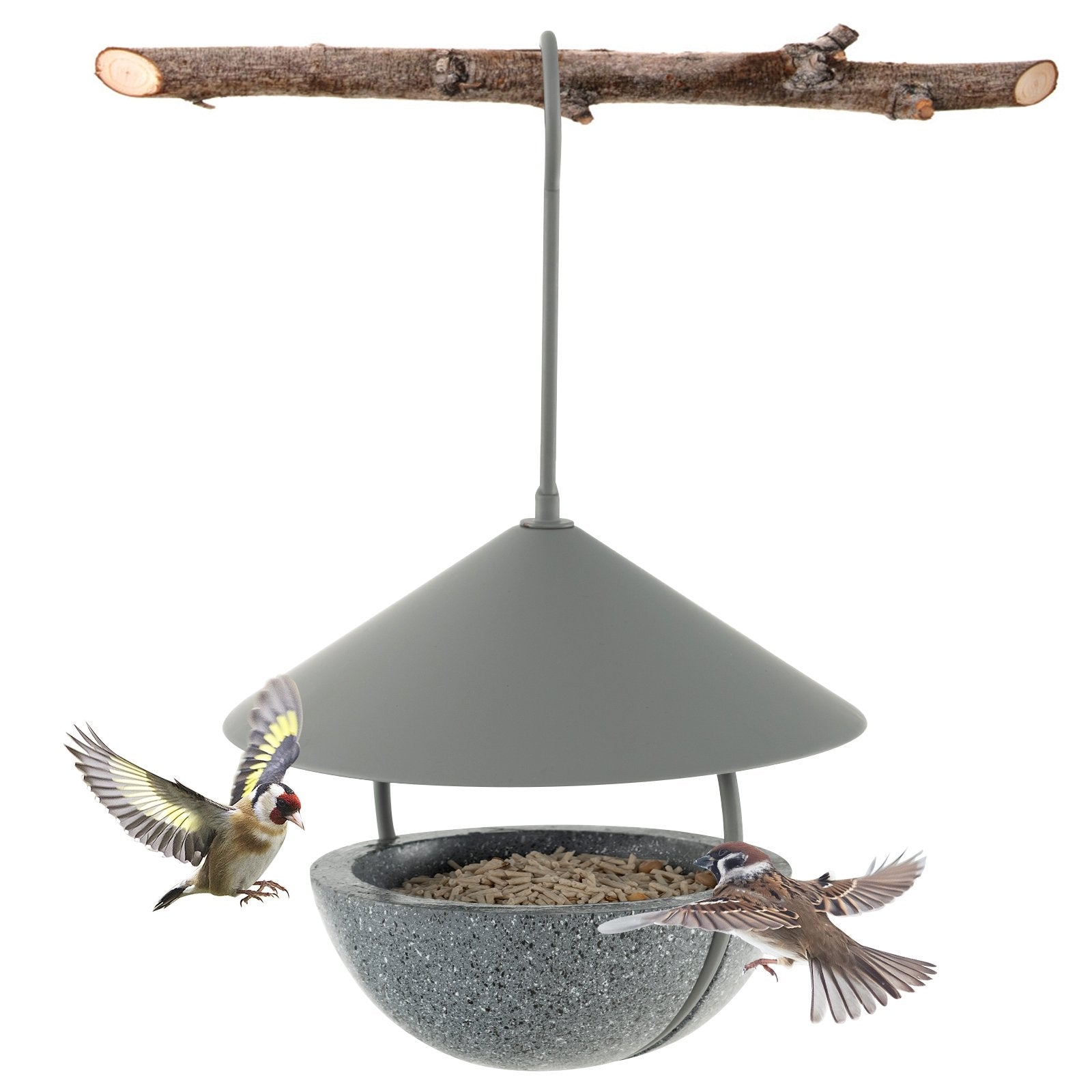 Metal Hanging Bird Feeder and Bath with Weatherproof Dome, Natural - Gallery Canada