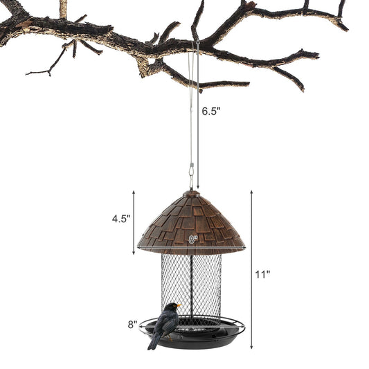 Squirrel-proof Metal Wild Bird Feeder with Perch and Drain Holes, Natural - Gallery Canada