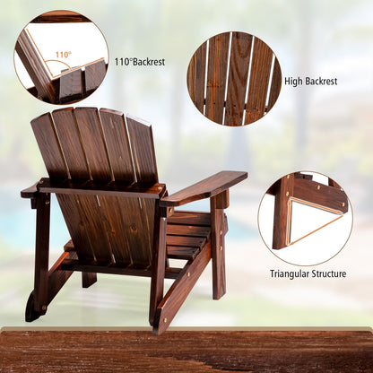 Kid's Adirondack Chair with High Backrest and Arm Rest, Coffee - Gallery Canada