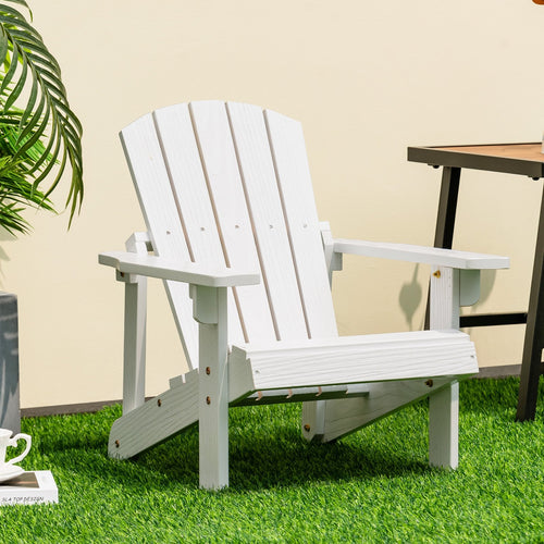 Kid's Adirondack Chair with High Backrest and Arm Rest, White