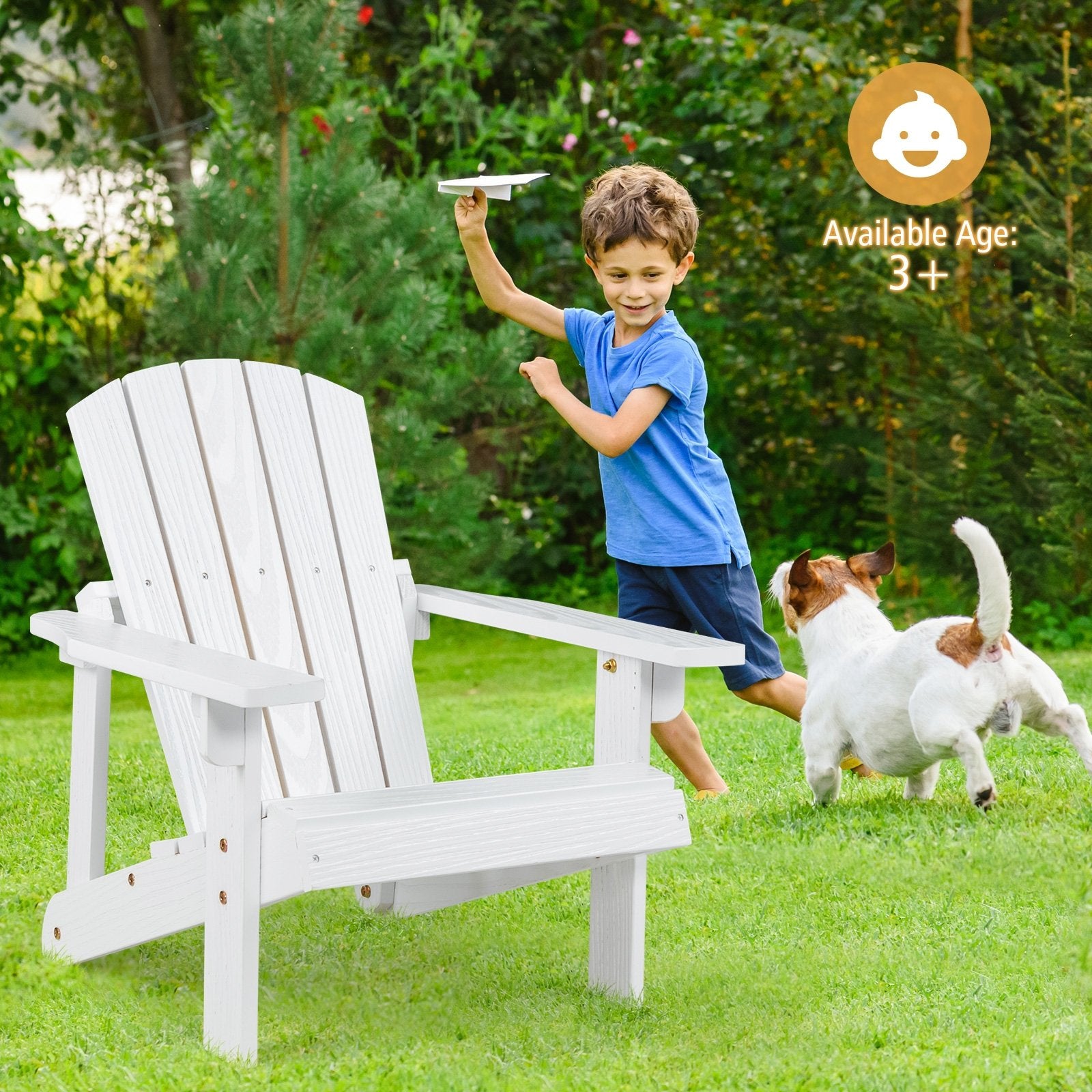 Kid's Adirondack Chair with High Backrest and Arm Rest, White - Gallery Canada