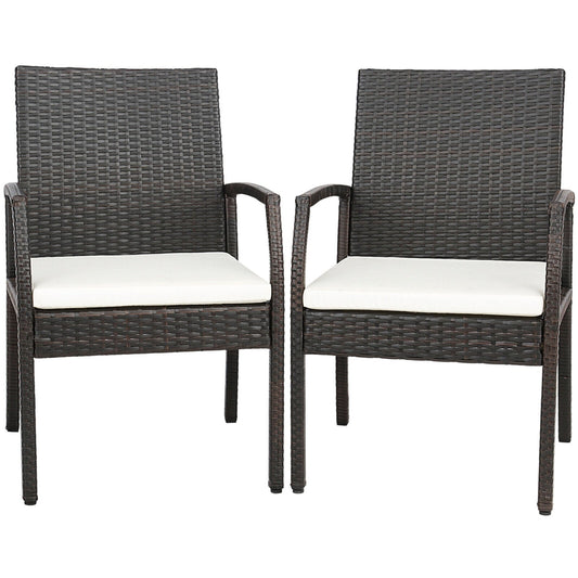 Patio Wicker Dining Armchair Set, 2 Pieces, Off White Patio Dining Chairs Off White at Gallery Canada