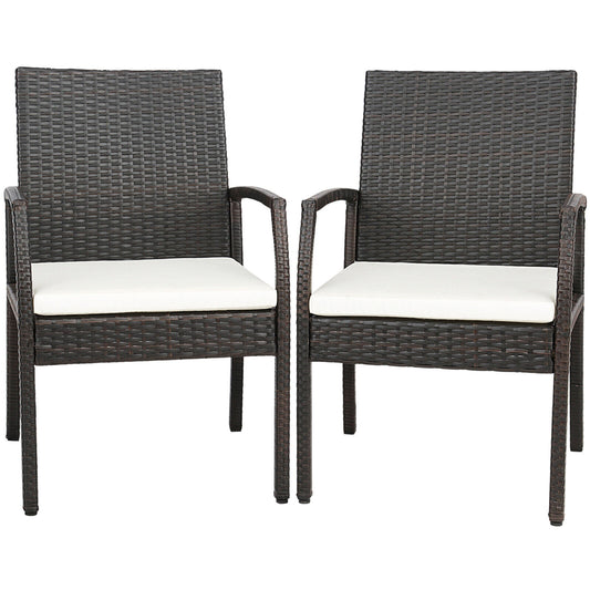 Patio Wicker Dining Armchair Set, 2 Pieces, Off White Patio Dining Chairs Off White at Gallery Canada