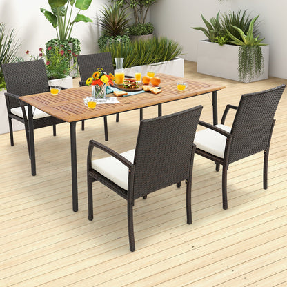 Patio Wicker Dining Armchair Set, 4 Pieces, Off White Patio Dining Chairs at Gallery Canada