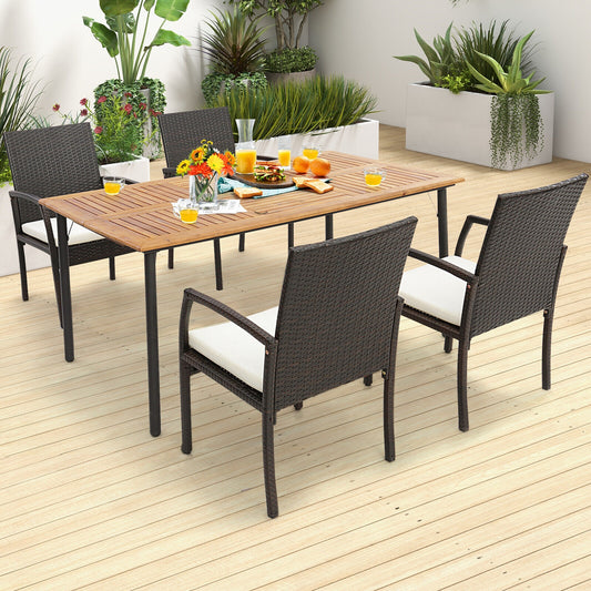 Patio Wicker Dining Armchair Set, 4 Pieces, Off White Patio Dining Chairs Off White at Gallery Canada
