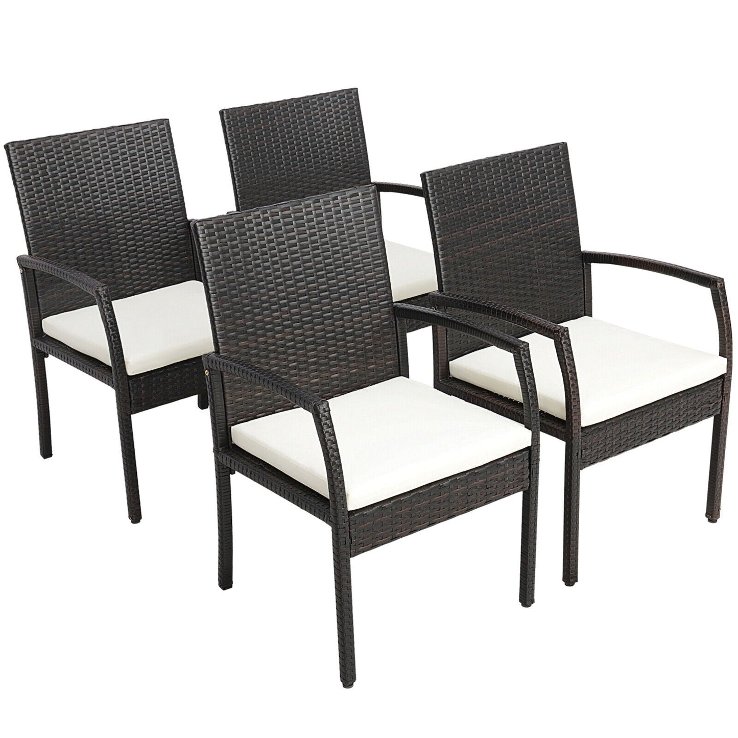 Patio Wicker Dining Armchair Set, 4 Pieces, Off White Patio Dining Chairs Off White at Gallery Canada