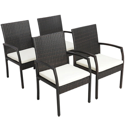 Patio Wicker Dining Armchair Set, 4 Pieces, Off White Patio Dining Chairs Off White at Gallery Canada