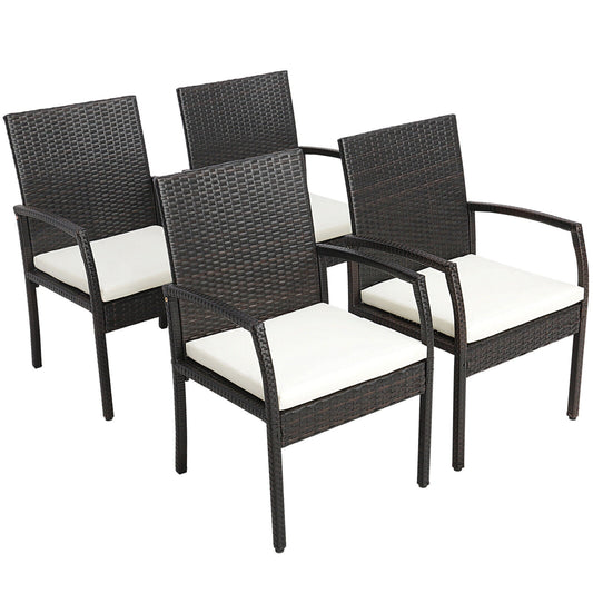 Patio Wicker Dining Armchair Set, 4 Pieces, Off White Patio Dining Chairs Off White at Gallery Canada