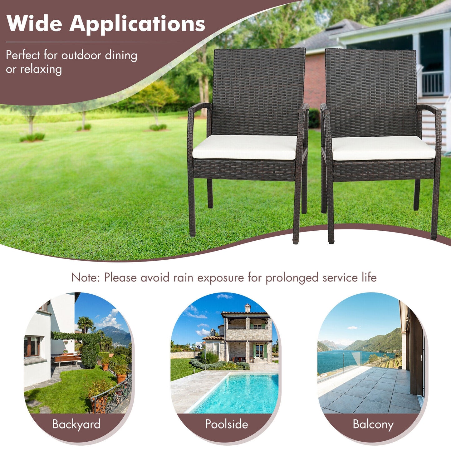 Patio Wicker Dining Armchair Set, 4 Pieces, Off White Patio Dining Chairs at Gallery Canada