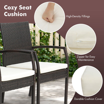 Patio Wicker Dining Armchair Set, 4 Pieces, Off White Patio Dining Chairs at Gallery Canada