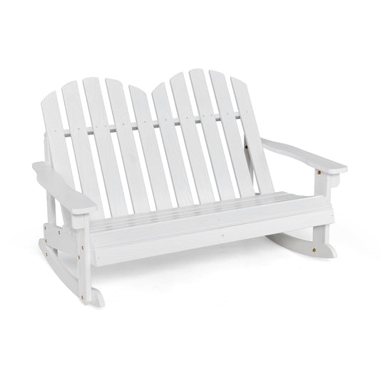 2 Person Adirondack Rocking Chair, Slatted Seat, White Patio Rocking Chairs & Gliders White at Gallery Canada