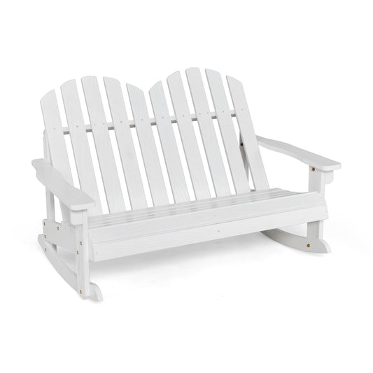 2 Person Adirondack Rocking Chair, Slatted Seat, White Patio Rocking Chairs & Gliders White at Gallery Canada