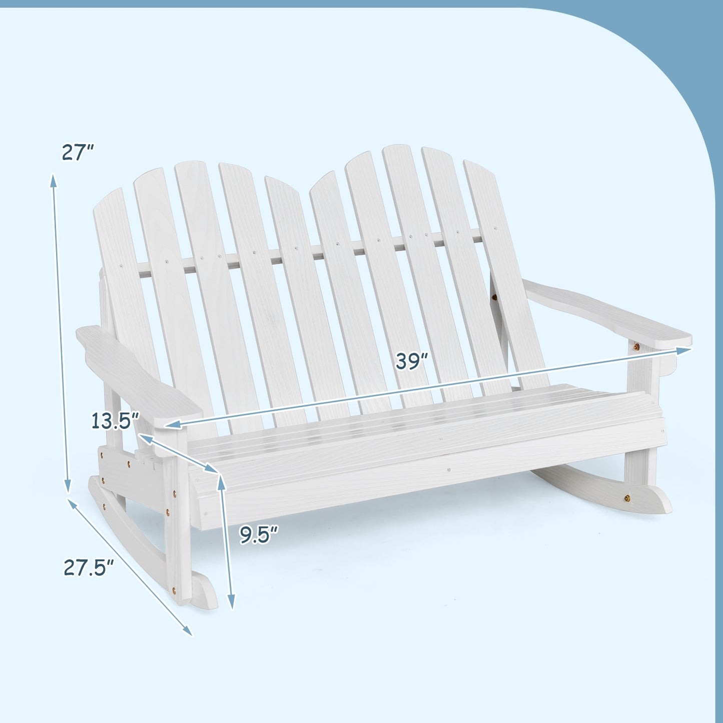 2 Person Adirondack Rocking Chair with Slatted seat, White Patio Rocking Chairs & Gliders at Gallery Canada