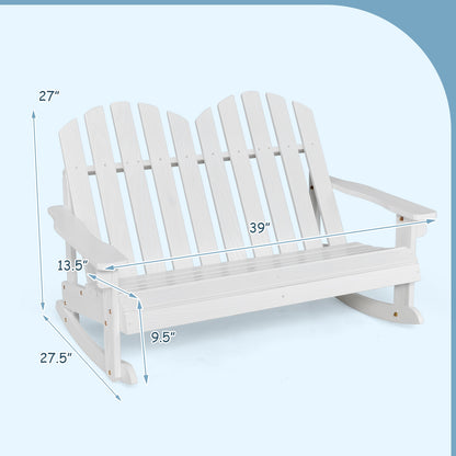 2 Person Adirondack Rocking Chair with Slatted seat, White Patio Rocking Chairs & Gliders at Gallery Canada