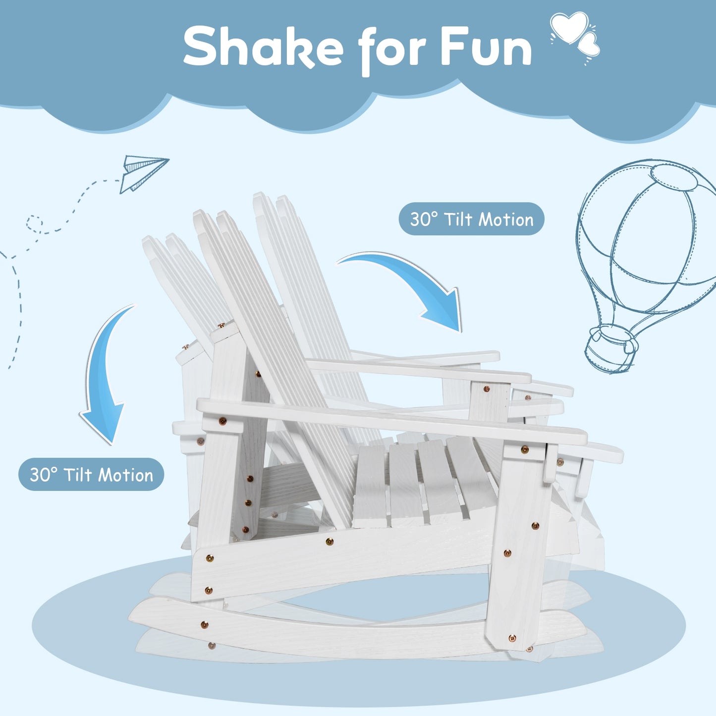 2 Person Adirondack Rocking Chair with Slatted seat, White Patio Rocking Chairs & Gliders at Gallery Canada