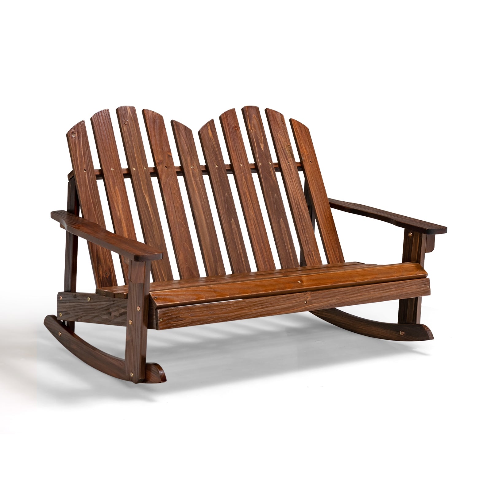 2 Person Adirondack Rocking Chair with Slatted seat, Brown Patio Rocking Chairs & Gliders at Gallery Canada