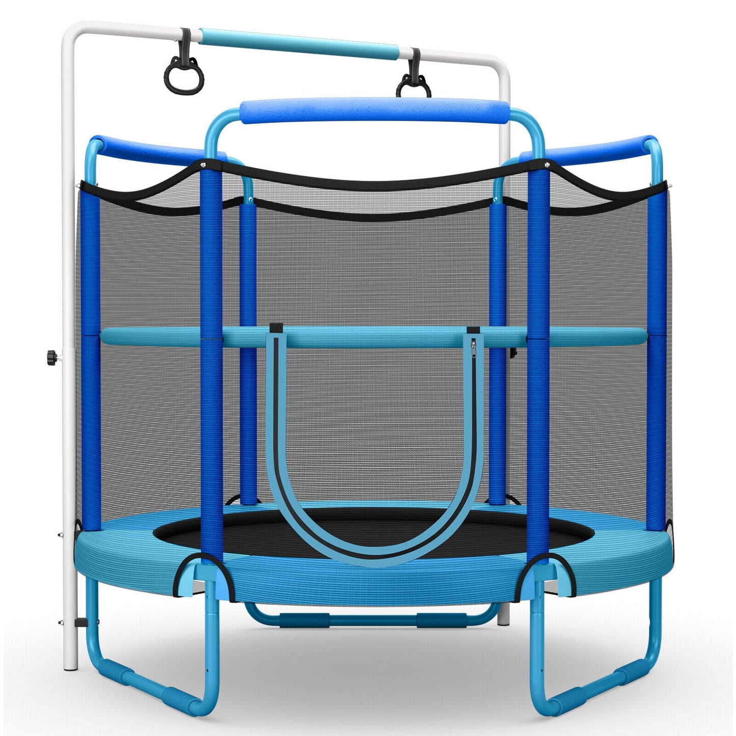 5 Feet Kids 3-in-1 Game Trampoline With Enclosure Net, Blue Trampolines Blue at Gallery Canada