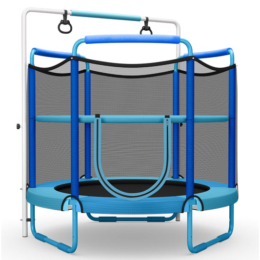 5 Feet Kids 3-in-1 Game Trampoline With Enclosure Net, Blue Trampolines Blue at Gallery Canada