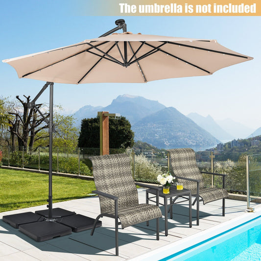 4 Pieces 13L Cantilever Offset Patio Umbrella Base with Easy-Fill Spouts, Black - Gallery Canada
