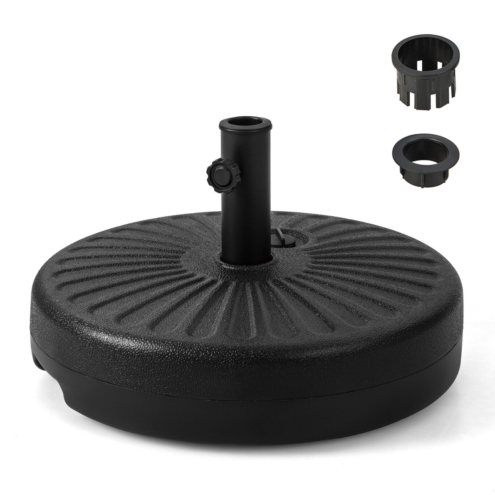 20 Inch Fillable Heavy-Duty Round Umbrella Base Stand, Black Outdoor Umbrella Bases Black at Gallery Canada