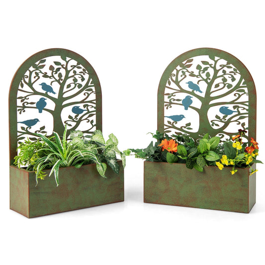 Set of 2 Decorative Raised Garden Bed for Climbing Plants, Rust - Gallery Canada