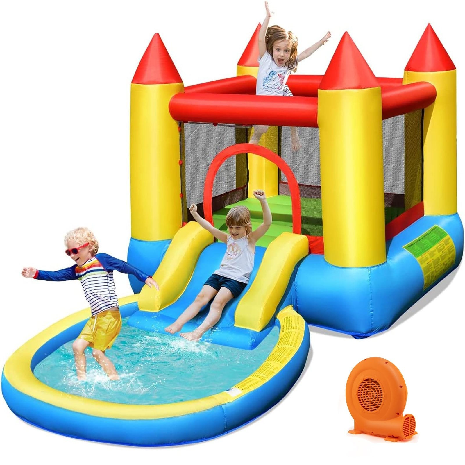 Inflatable Kids Slide Bounce House with 550w Blower - Gallery Canada