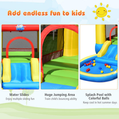 Inflatable Kids Slide Bounce House with 550w Blower - Gallery Canada