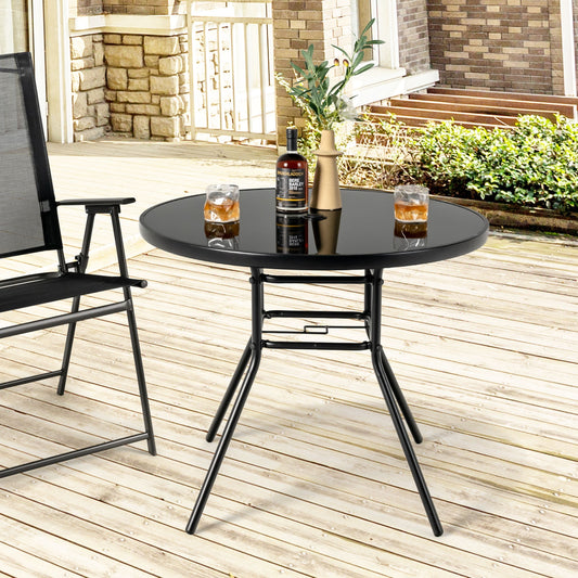 34 Inch Patio Dining Table, With 1.5 Inch Umbrella Hole, Black Patio Dining Tables Black at Gallery Canada