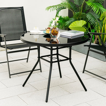 34 Inch Patio Dining Table, With 1.5 Inch Umbrella Hole, Black Patio Dining Tables at Gallery Canada