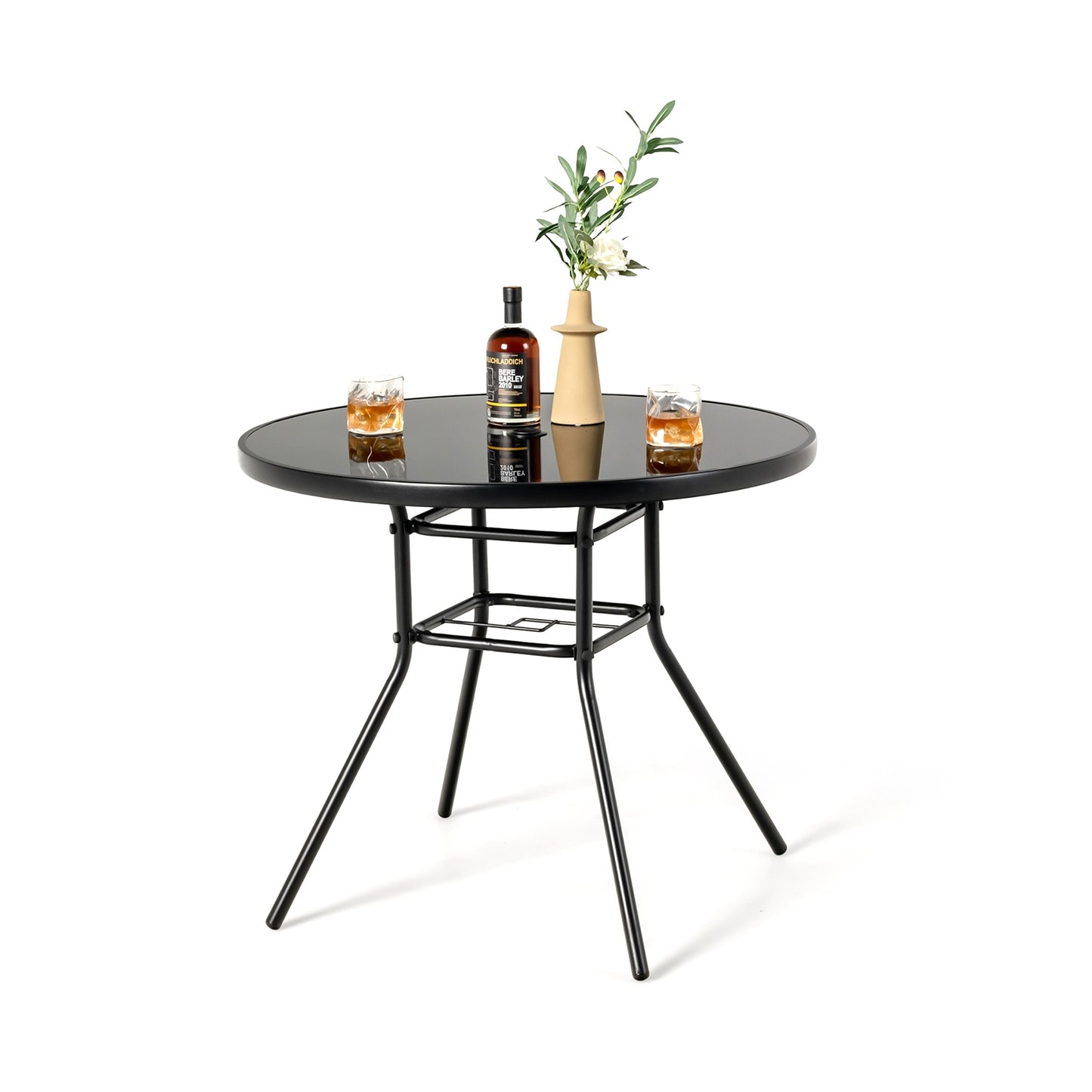 34 Inch Patio Dining Table, With 1.5 Inch Umbrella Hole, Black Patio Dining Tables at Gallery Canada