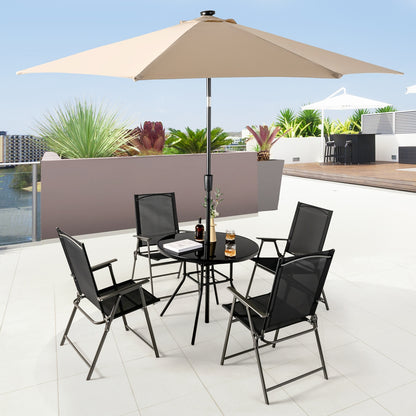 34 Inch Patio Dining Table, With 1.5 Inch Umbrella Hole, Black Patio Dining Tables at Gallery Canada