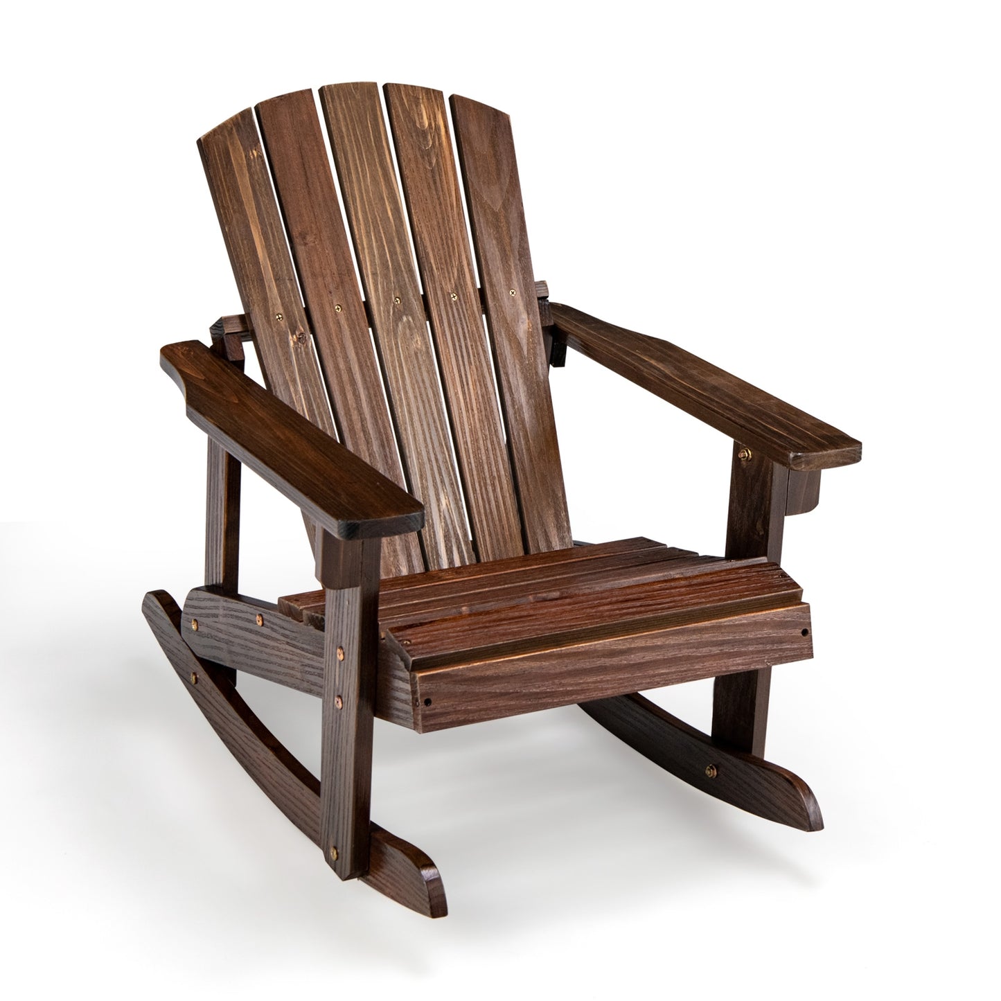 Outdoor Wooden Kid Adirondack Rocking Chair, Slatted Seat, Coffee Kids Chairs & Seating at Gallery Canada