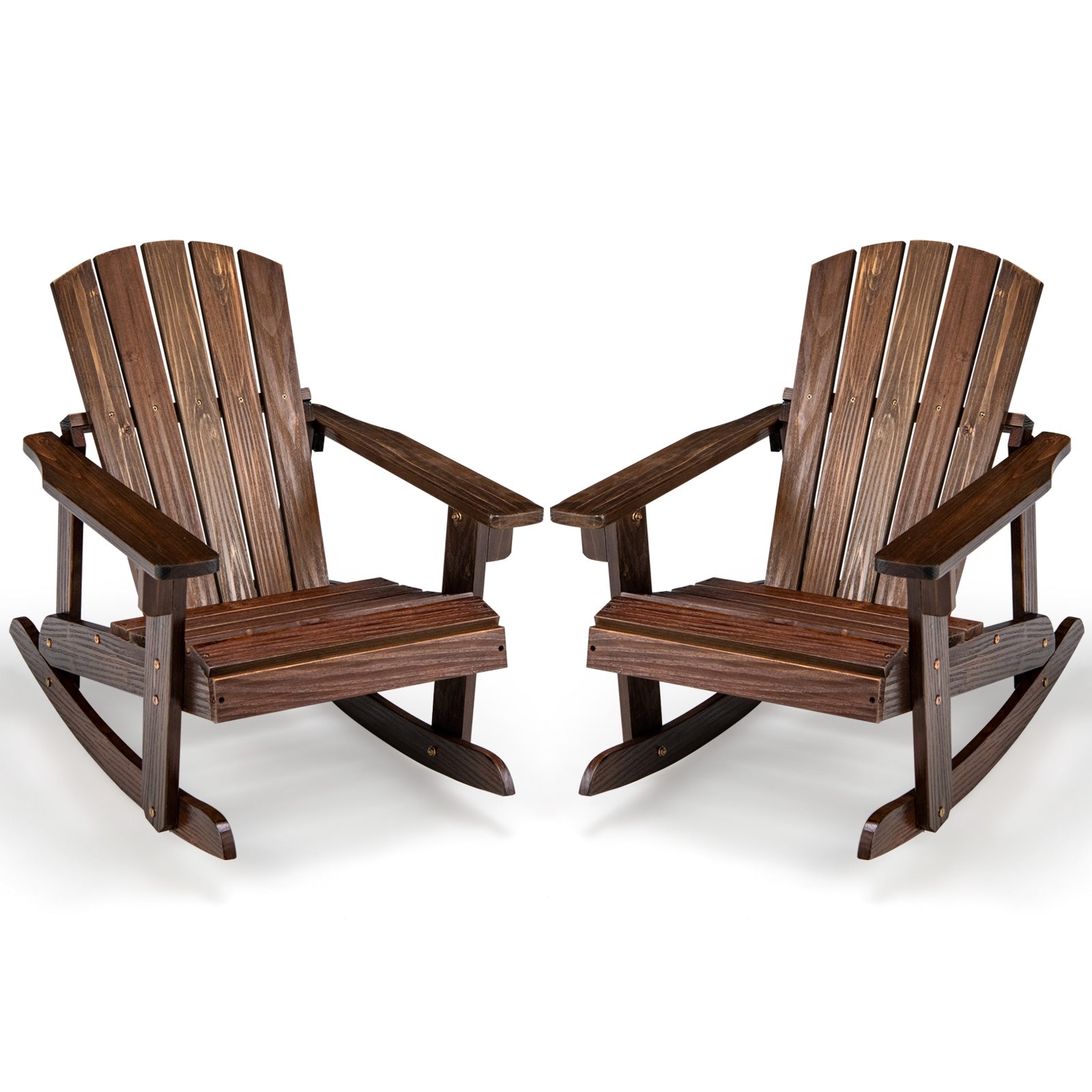 Outdoor Wooden Kid Adirondack Rocking Chair with Slatted Seat, Coffee Kids Chairs & Seating at Gallery Canada