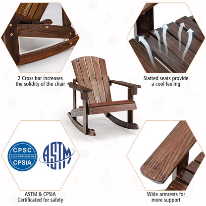 Outdoor Wooden Kid Adirondack Rocking Chair with Slatted Seat, Coffee Kids Chairs & Seating at Gallery Canada