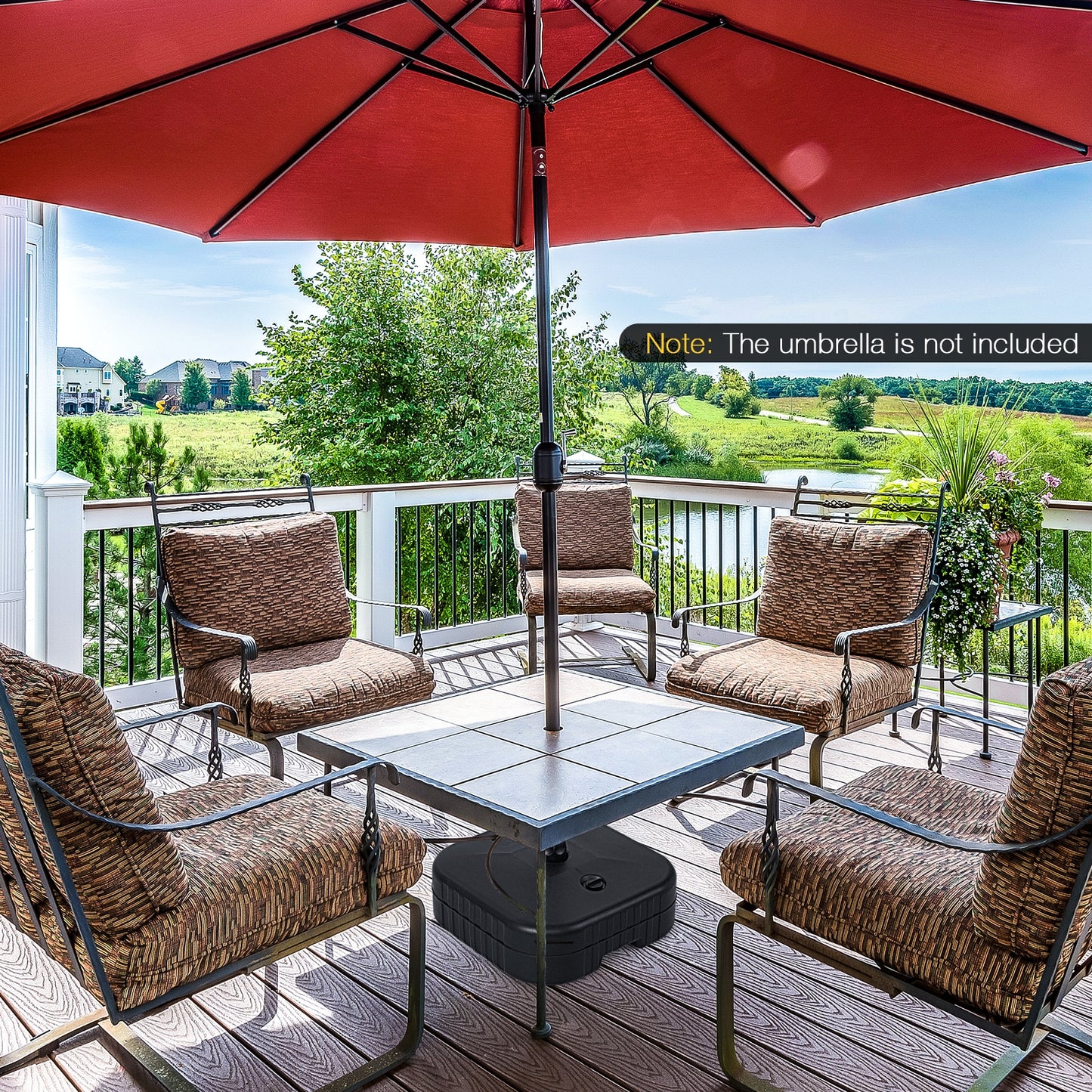 Patio Fillable Umbrella Base Fit 1.5 Inch Umbrella Poles for Yard Poolside, Black Outdoor Umbrella Bases at Gallery Canada