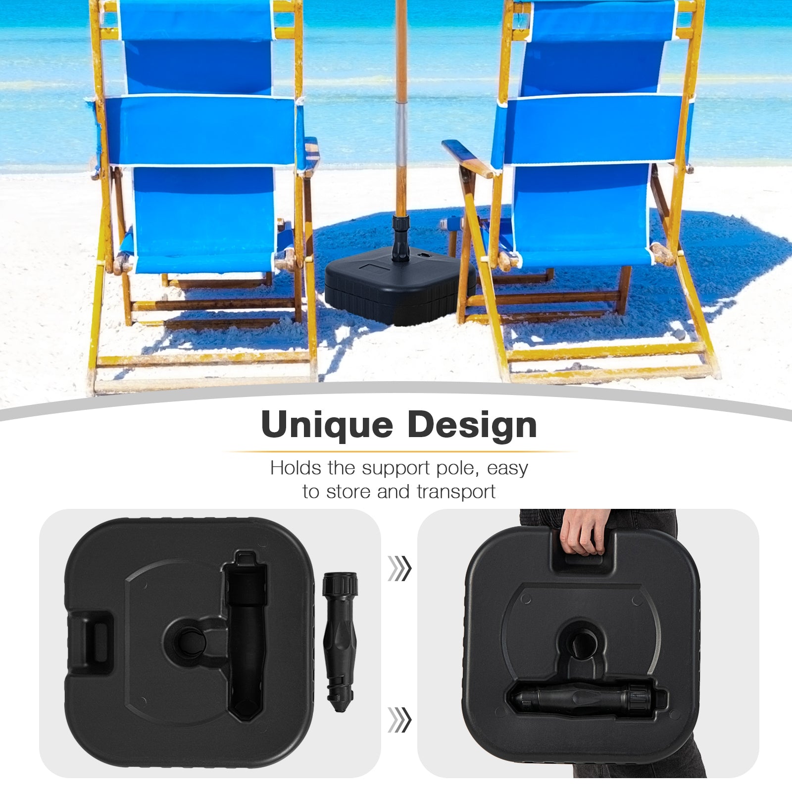 Patio Fillable Umbrella Base Fit 1.5 Inch Umbrella Poles for Yard Poolside, Black Outdoor Umbrella Bases at Gallery Canada