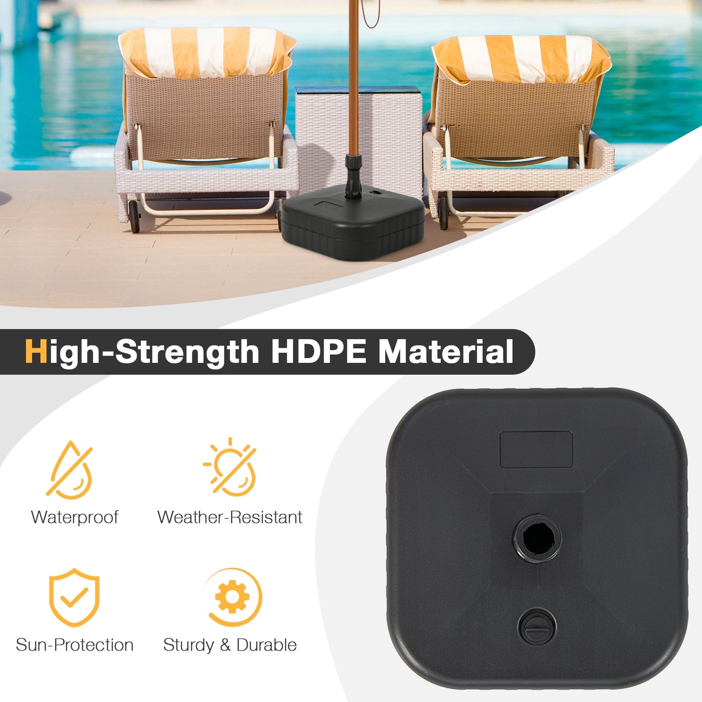 Patio Fillable Umbrella Base Fit 1.5 Inch Umbrella Poles for Yard Poolside, Black Outdoor Umbrella Bases at Gallery Canada