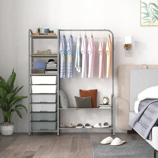 Free Standing Closet Organizer with Removable Drawers and Shelves, Gray - Gallery Canada