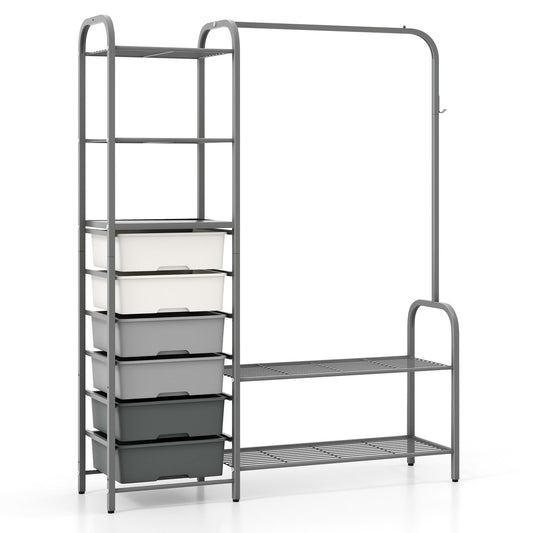 Free Standing Closet Organizer with Removable Drawers and Shelves, Gray - Gallery Canada
