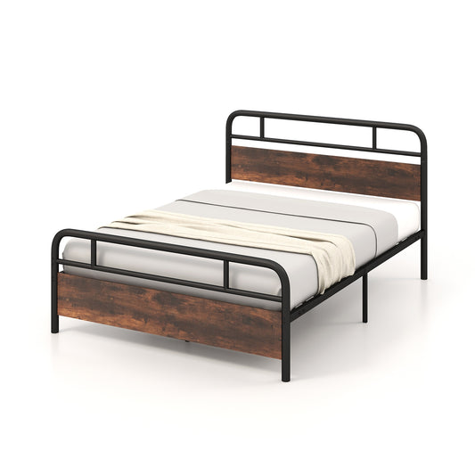 Twin/Full/Queen Size Bed Frame with Industrial Headboard-Queen Size, Black Simple Bed Frame Queen Szie at Gallery Canada