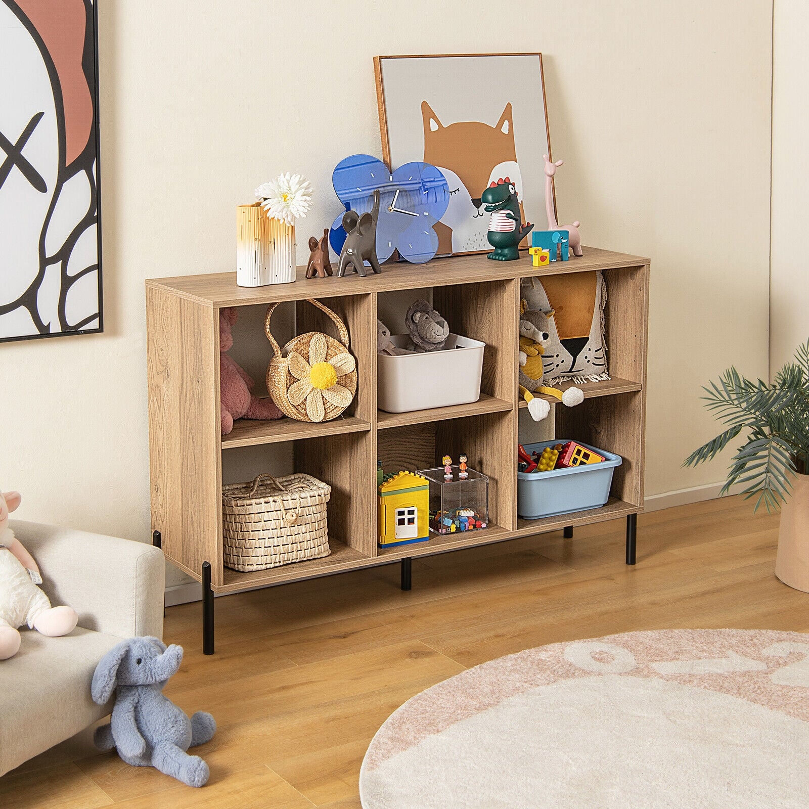 Open-Back Bookshelf with Drawer for Study, Natural Bookcases at Gallery Canada